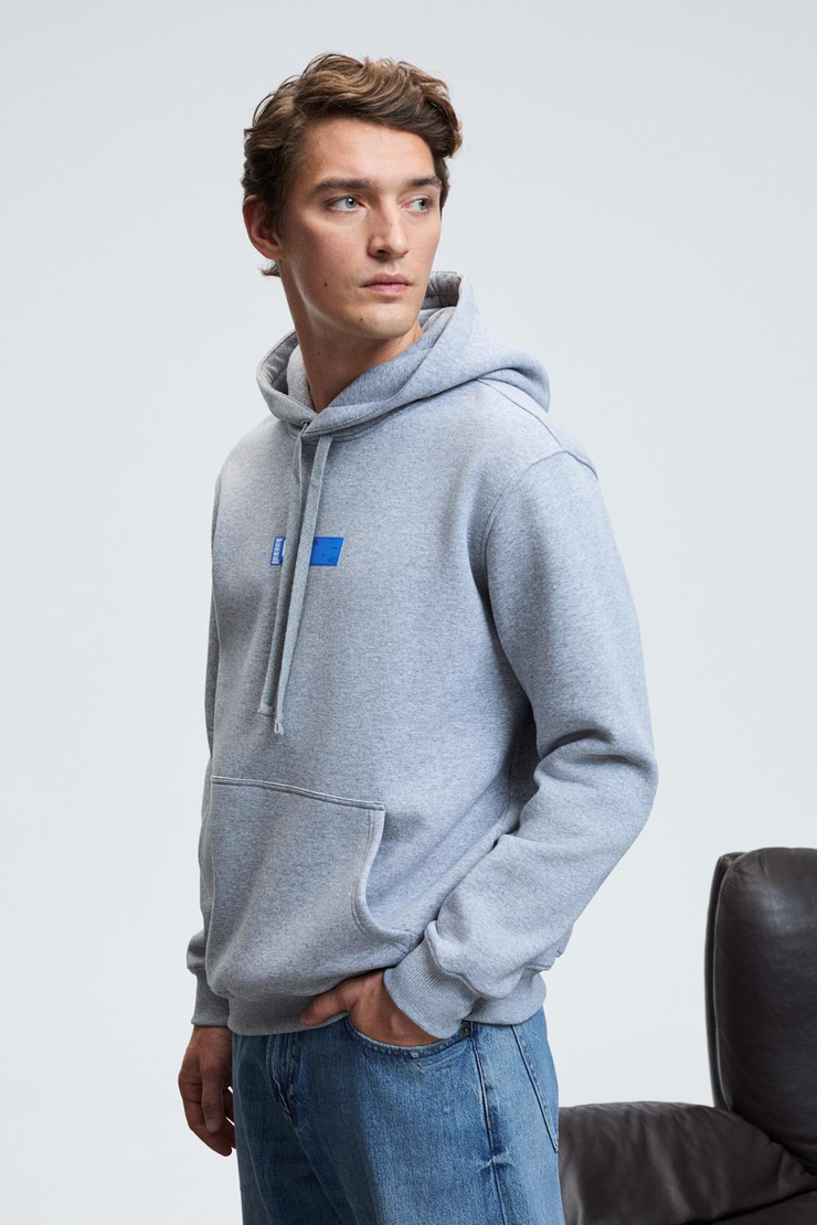 LELAND Erkek Kapüşonlu Kanguru Cepli Göğsü Nakışlı Regular Fit Grimelanj Sweatshirt