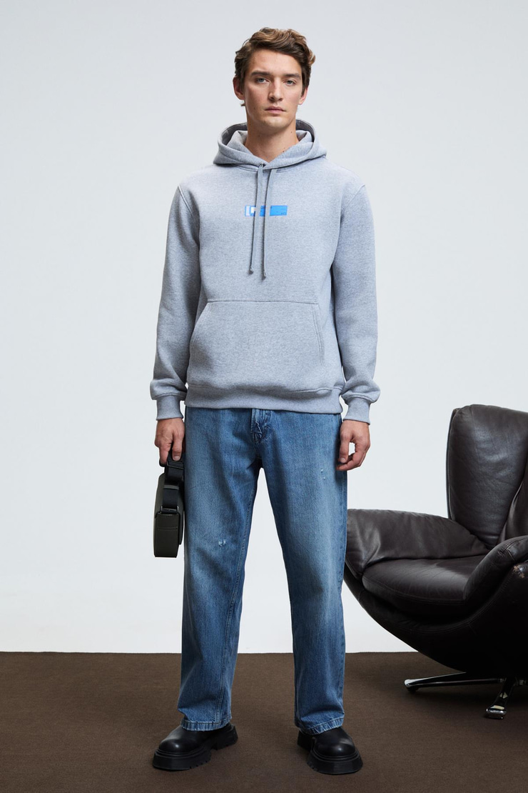 LELAND Erkek Kapüşonlu Kanguru Cepli Göğsü Nakışlı Regular Fit Grimelanj Sweatshirt