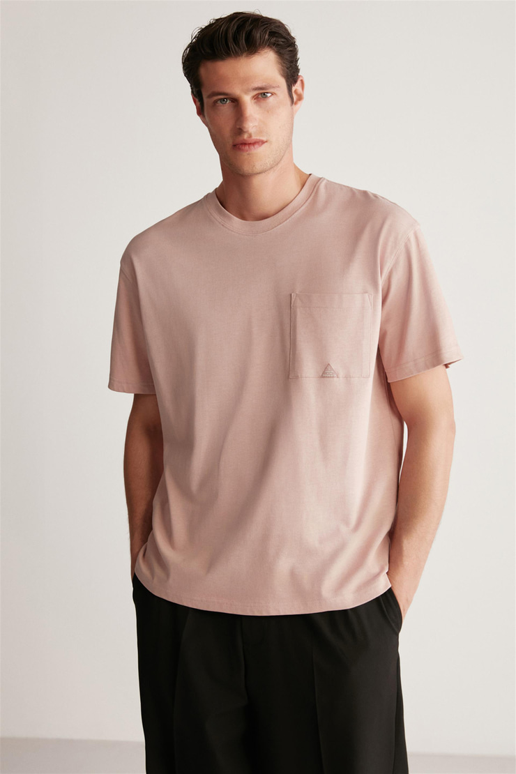 LEO Örme Oversize Pembe Tekli T-Shirt