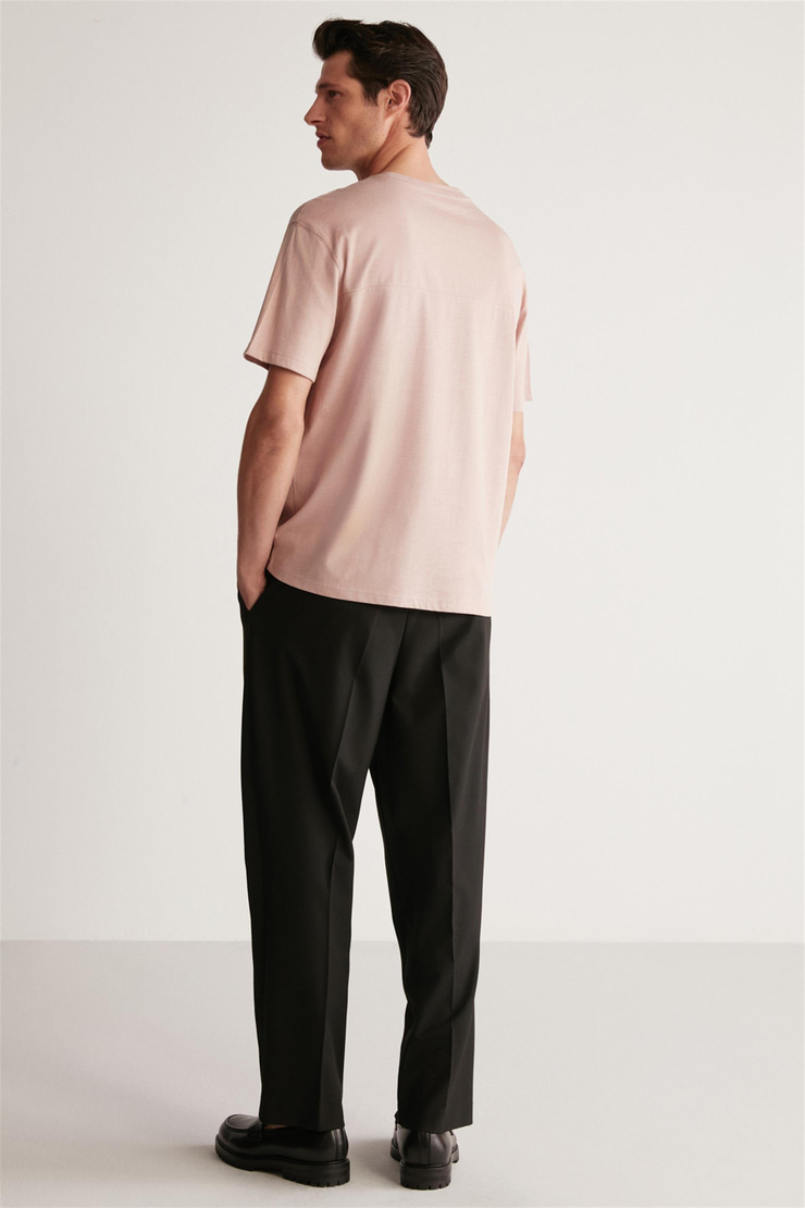 LEO Örme Oversize Pembe Tekli T-Shirt