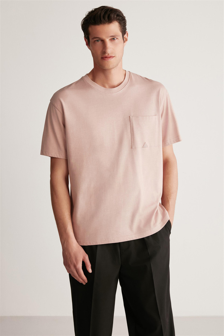 LEO Örme Oversize Pembe Tekli T-Shirt