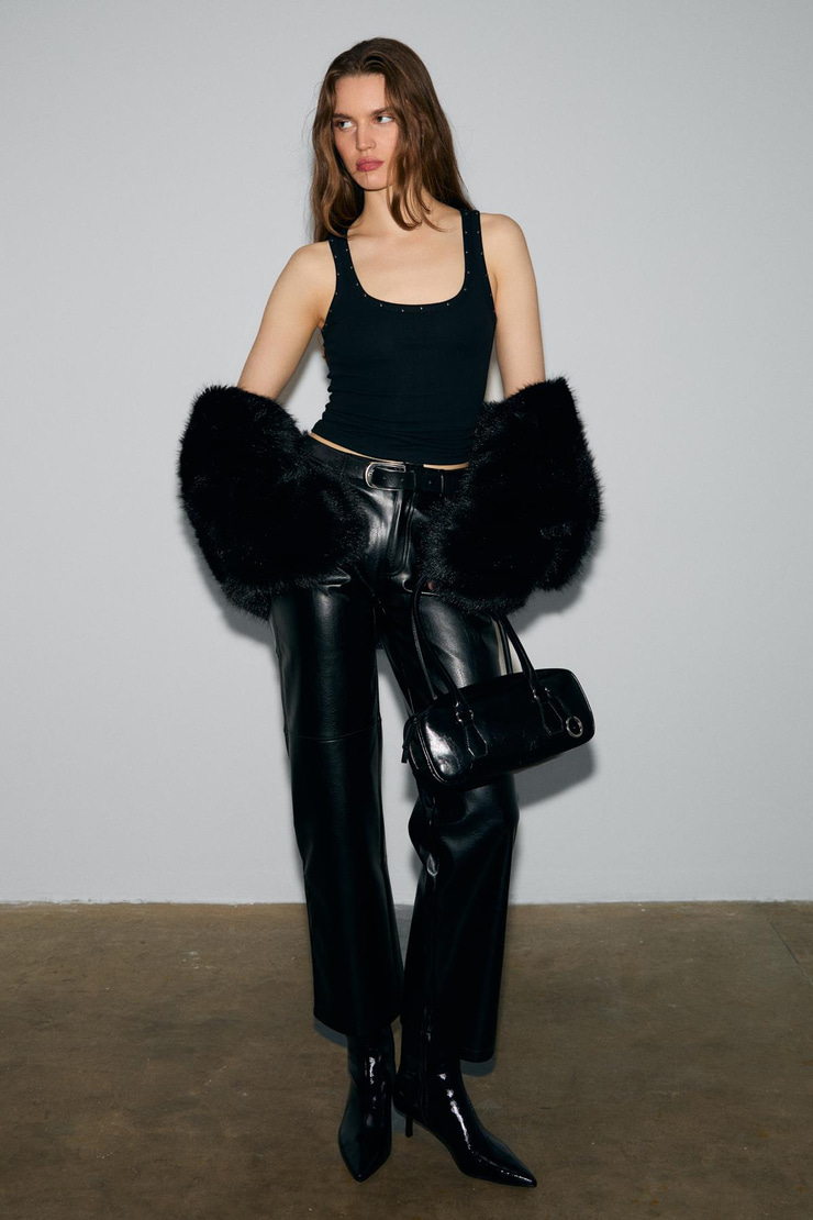 LILLESOL STARLIT Kadın Yumuşak Ve Esnek Kumaşlı Organik Pamuklu Taşlı Siyah Atlet