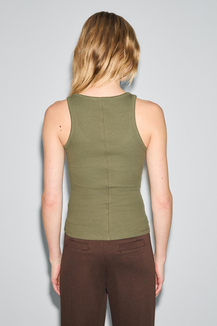 LILLESOL STARLIT Kadın Yumuşak Ve Esnek Kumaşlı Organik Pamuklu Taşlı Haki Atlet