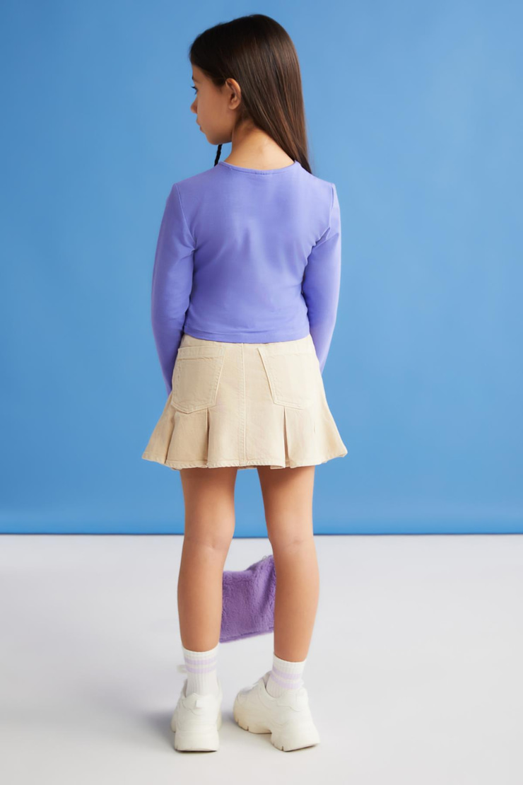 LILLY Kız Çocuk Bisiklet Yaka Uzun Kollu Mor Bluz