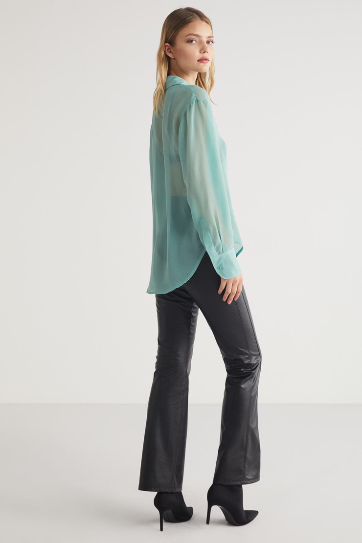 LIMA  Oversize Turkuaz Tekli Gömlek