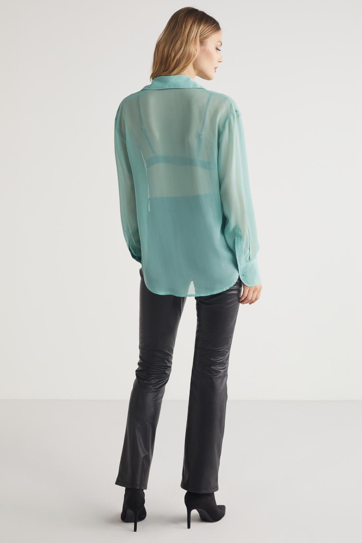LIMA  Oversize Turkuaz Tekli Gömlek