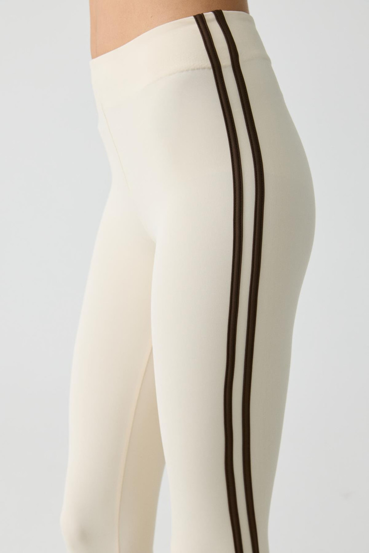 LOLITA Kadın Yanı Şeritli Biyeli Yumuşacık Ekru Tayt