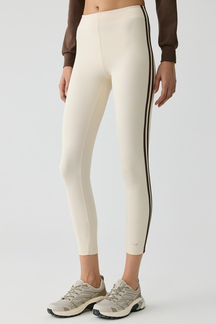 LOLITA Kadın Yanı Şeritli Biyeli Yumuşacık Ekru Tayt