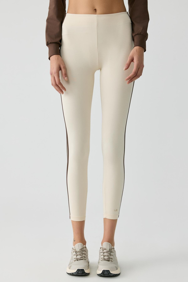 LOLITA Kadın Yanı Şeritli Biyeli Yumuşacık Ekru Tayt