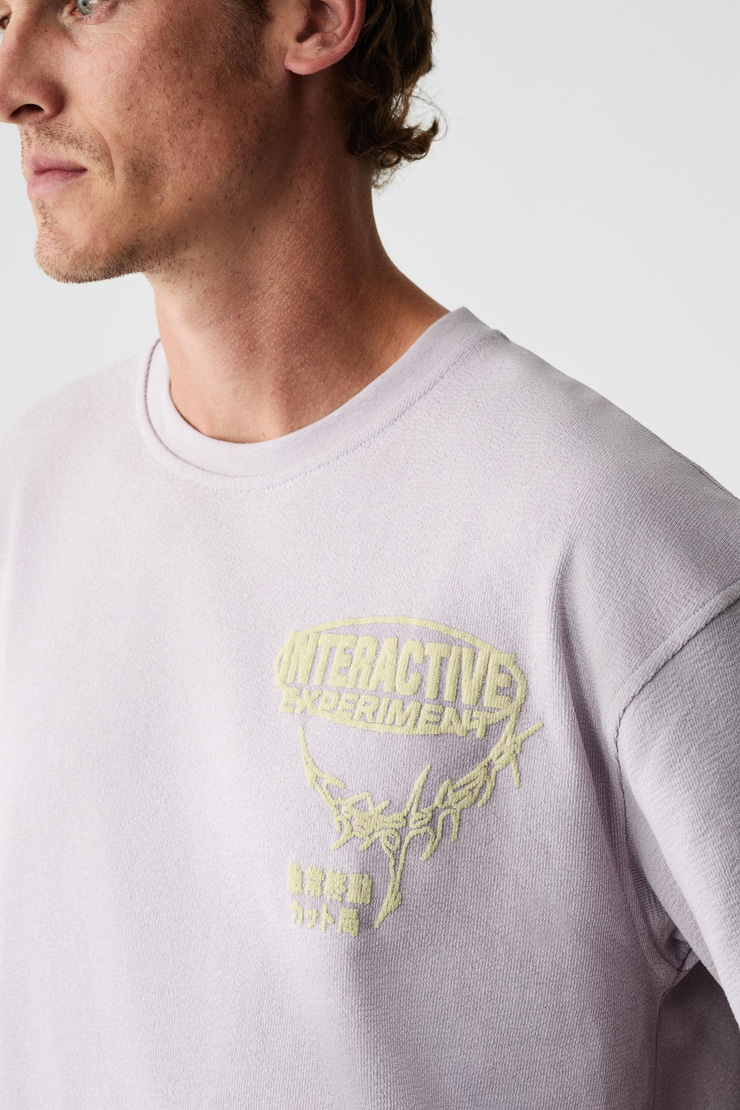 LORENNO Erkek Göğüs Baskılı %100 Organik Pamuklu Bisiklet Yaka Lila T-Shirt