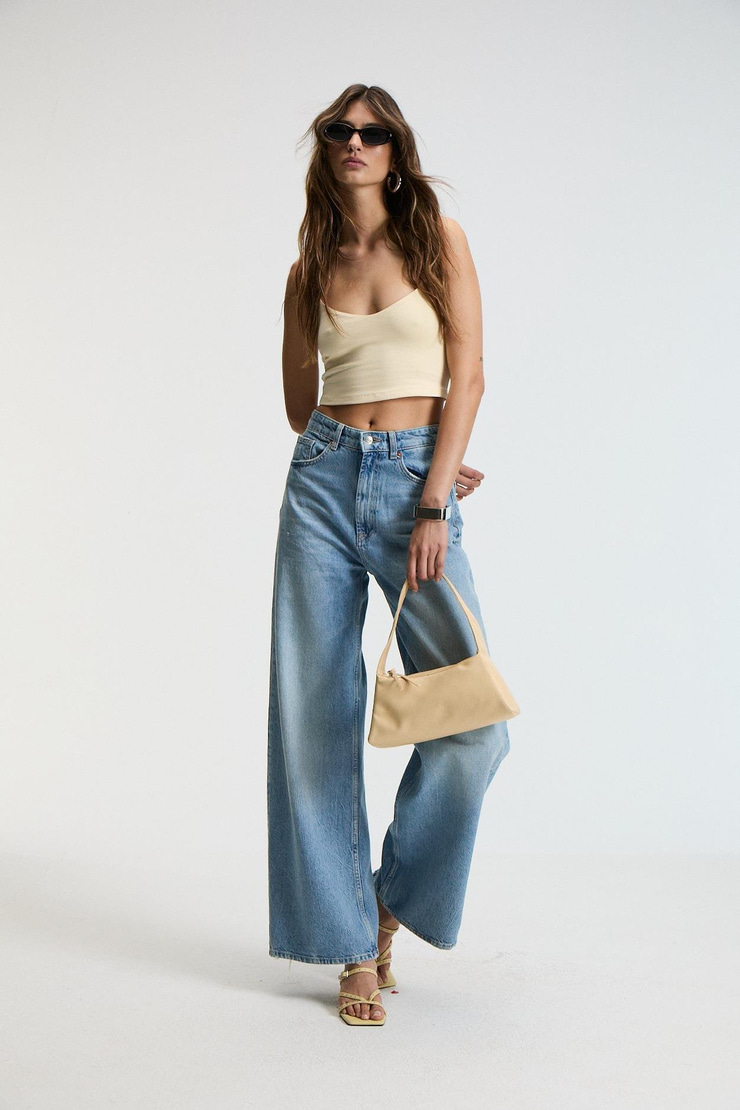 LUMINA Kadın İnce Ayar Askılı Slim Crop Sarı Atlet