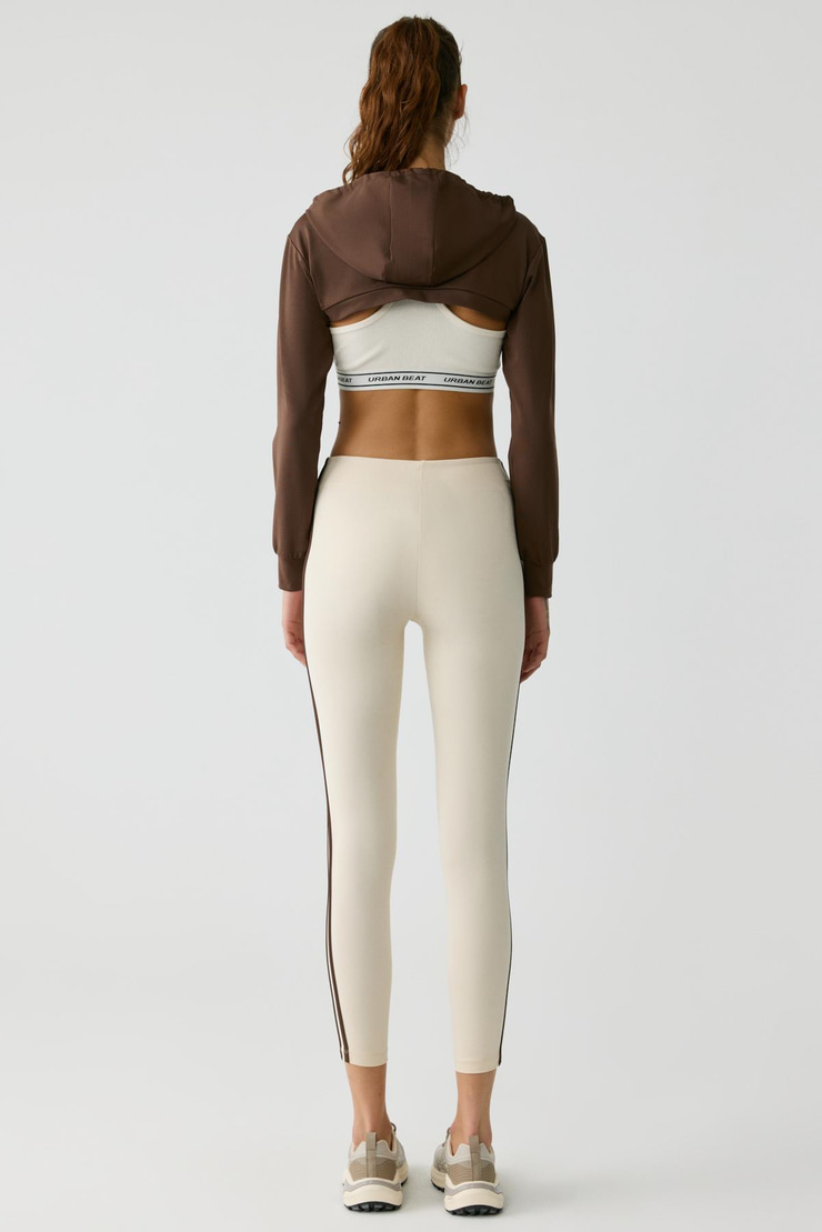 LUSSI Kadın Uzun Kollu Kapüşonlu Acı Kahve Büstiyer