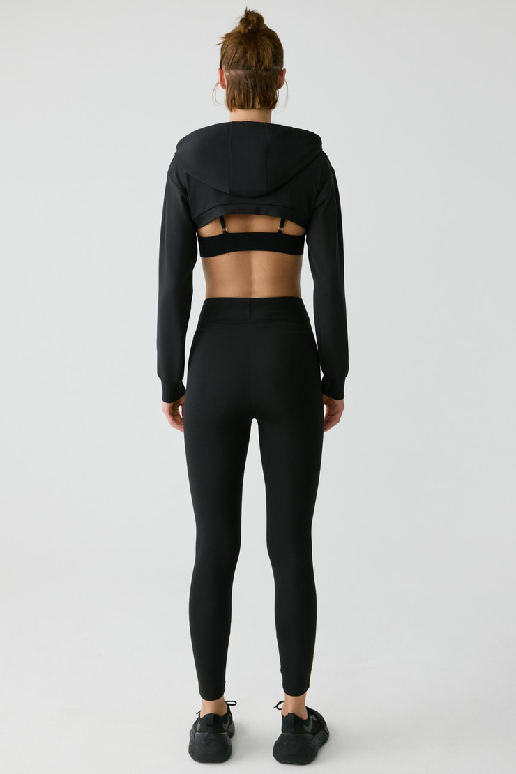 LUSSI Kadın Uzun Kollu Kapüşonlu Siyah Büstiyer