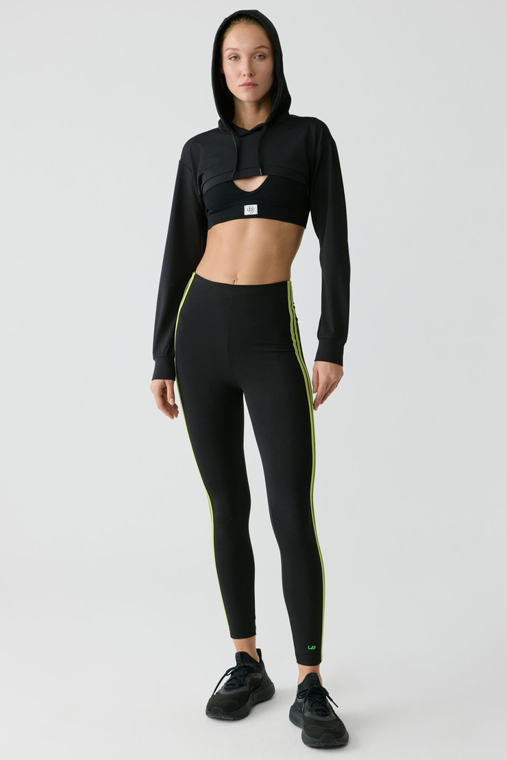 LUSSI Kadın Uzun Kollu Kapüşonlu Siyah Büstiyer