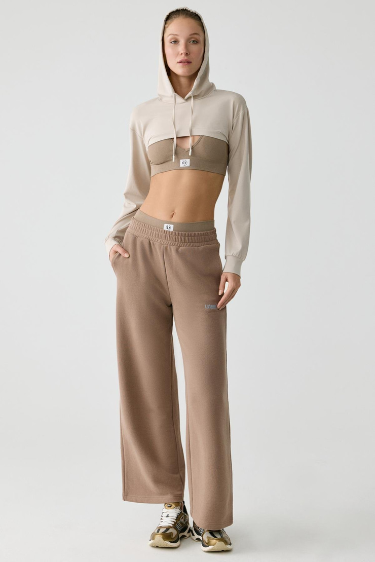 LUSSI Kadın Uzun Kollu Kapüşonlu Taş Rengi Büstiyer