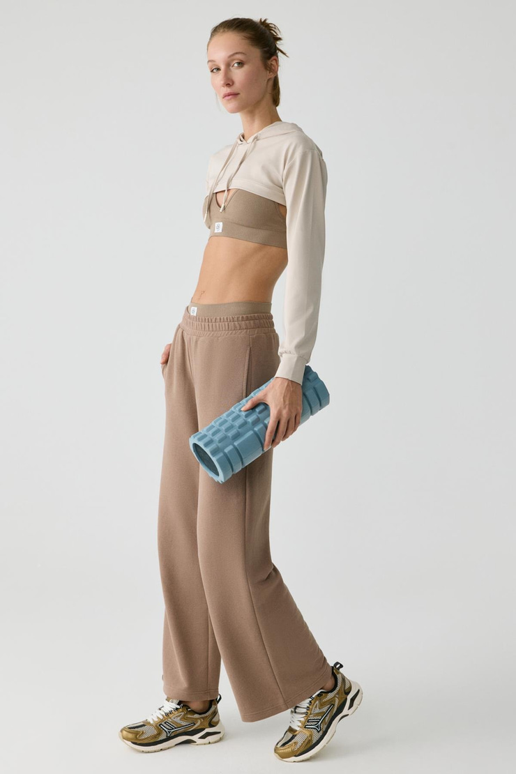 LUSSI Kadın Uzun Kollu Kapüşonlu Taş Rengi Büstiyer