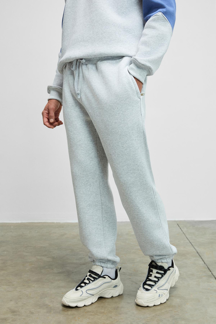 LUXER Erkek Beli Ve Paçası Lastikli Biyeli Cepleri Fermuarlı Grimelanj Eşofman Altı