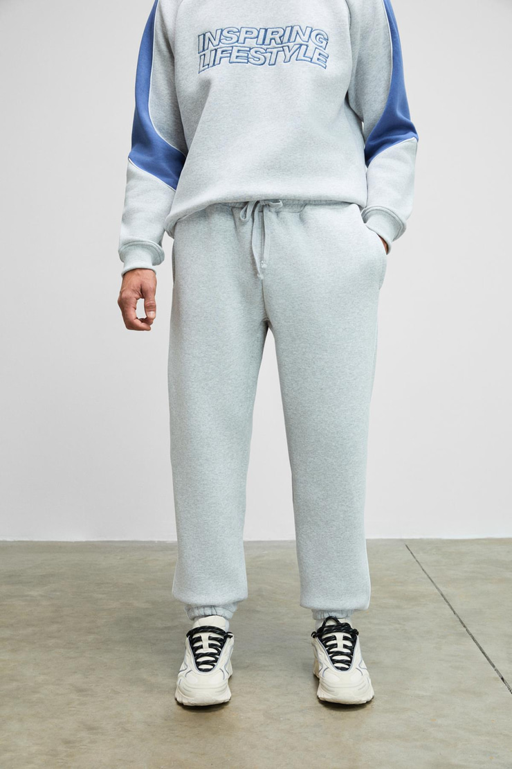 LUXER Erkek Beli Ve Paçası Lastikli Biyeli Cepleri Fermuarlı Grimelanj Eşofman Altı