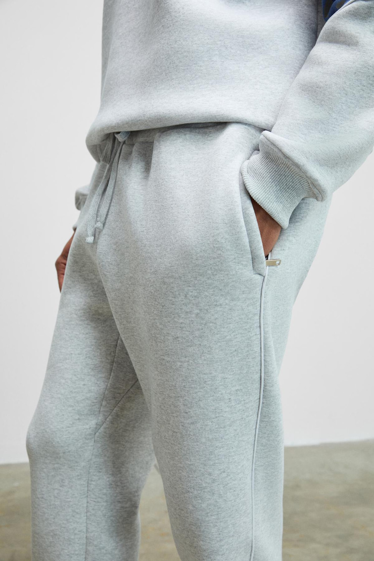 LUXER Erkek Beli Ve Paçası Lastikli Biyeli Cepleri Fermuarlı Grimelanj Eşofman Altı