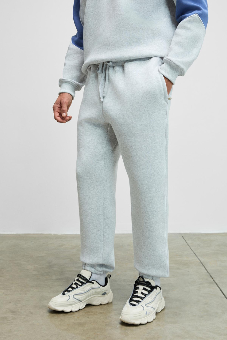 LUXER Erkek Beli Ve Paçası Lastikli Biyeli Cepleri Fermuarlı Grimelanj Eşofman Altı