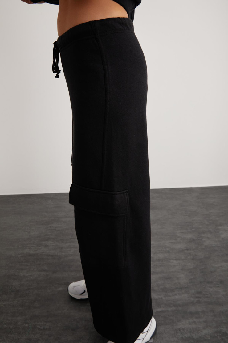 LYRA  Relaxed Siyah Tekli Eşofman Altı