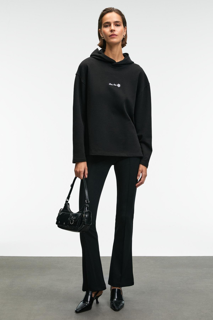 LYSAVINE Kadın Esnek Kumaşlı Slim Fit Siyah Pantolon