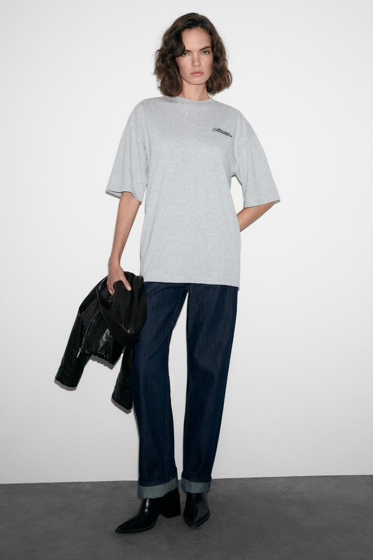 MAJER Kadın %100 Organik Pamuklu Western Tema Baskılı Regular Fit Grimelanj T-Shirt