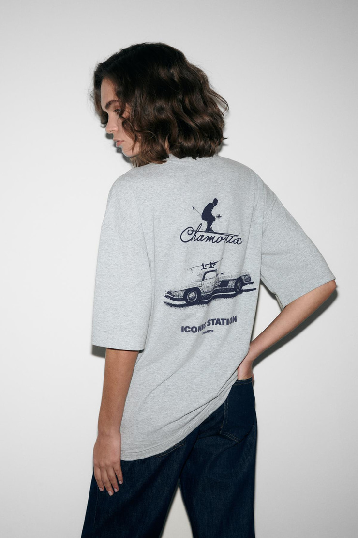 MAJER Kadın %100 Organik Pamuklu Western Tema Baskılı Regular Fit Grimelanj T-Shirt