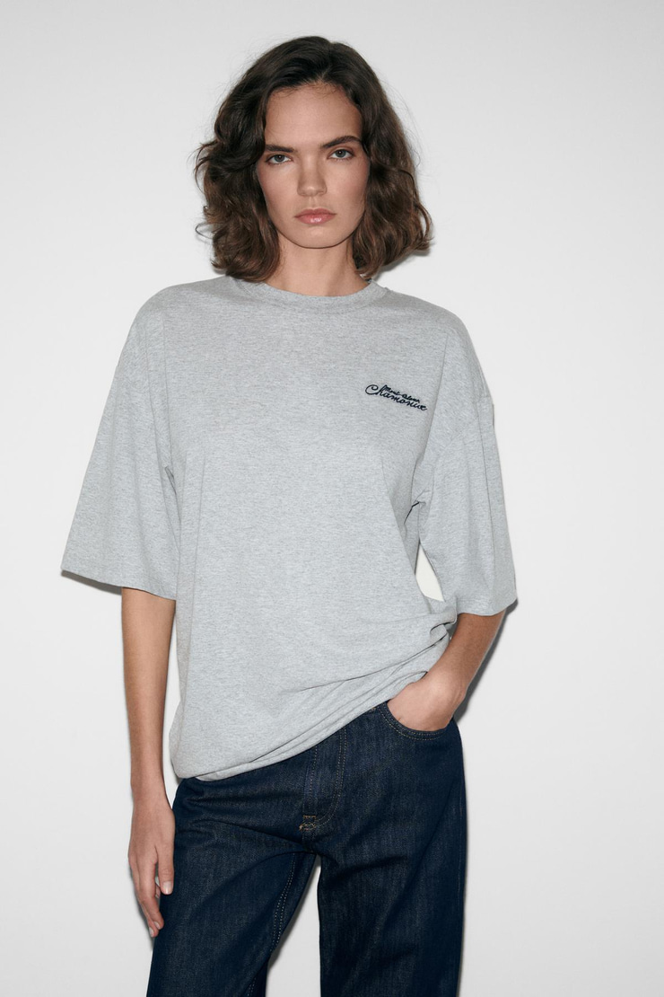 MAJER Kadın %100 Organik Pamuklu Western Tema Baskılı Regular Fit Grimelanj T-Shirt