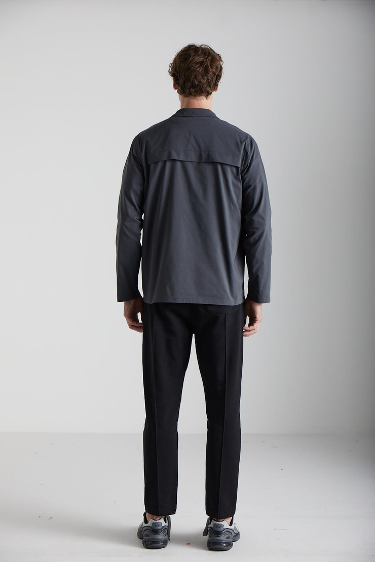 MARCELO Erkek Pamuklu Dokuma Gömlek Yaka Koyu Gri Gömlek