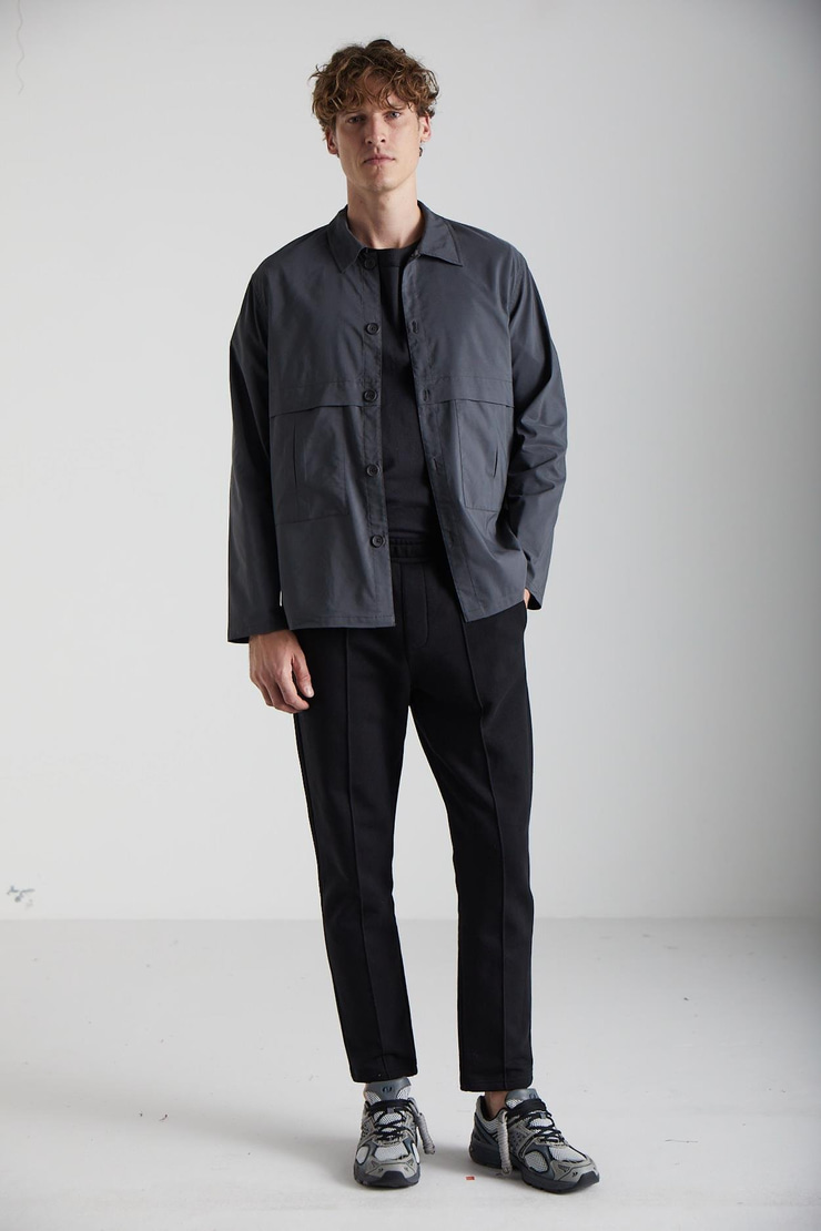 MARCELO Erkek Pamuklu Dokuma Gömlek Yaka Koyu Gri Gömlek