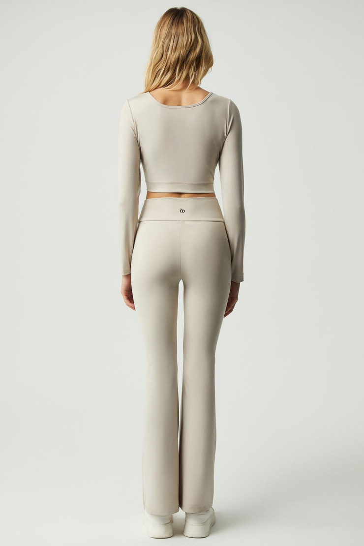 MARION Kadın Geniş Yaka Uzun Kollu Sportwear Taş Rengi Büstiyer