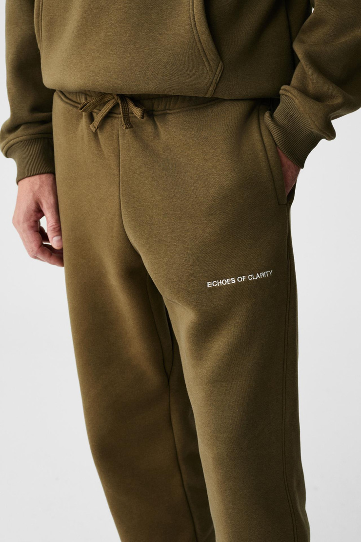 MARSHALLHOODIE Erkek Pamuklu İçi Polarlı Nakışlı Relaxed Haki Eşofman Takımı