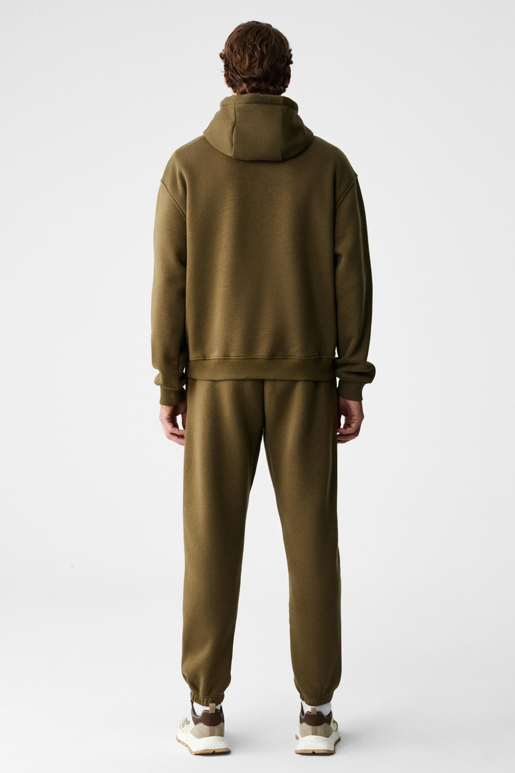 MARSHALLHOODIE Erkek Pamuklu İçi Polarlı Nakışlı Relaxed Haki Eşofman Takımı