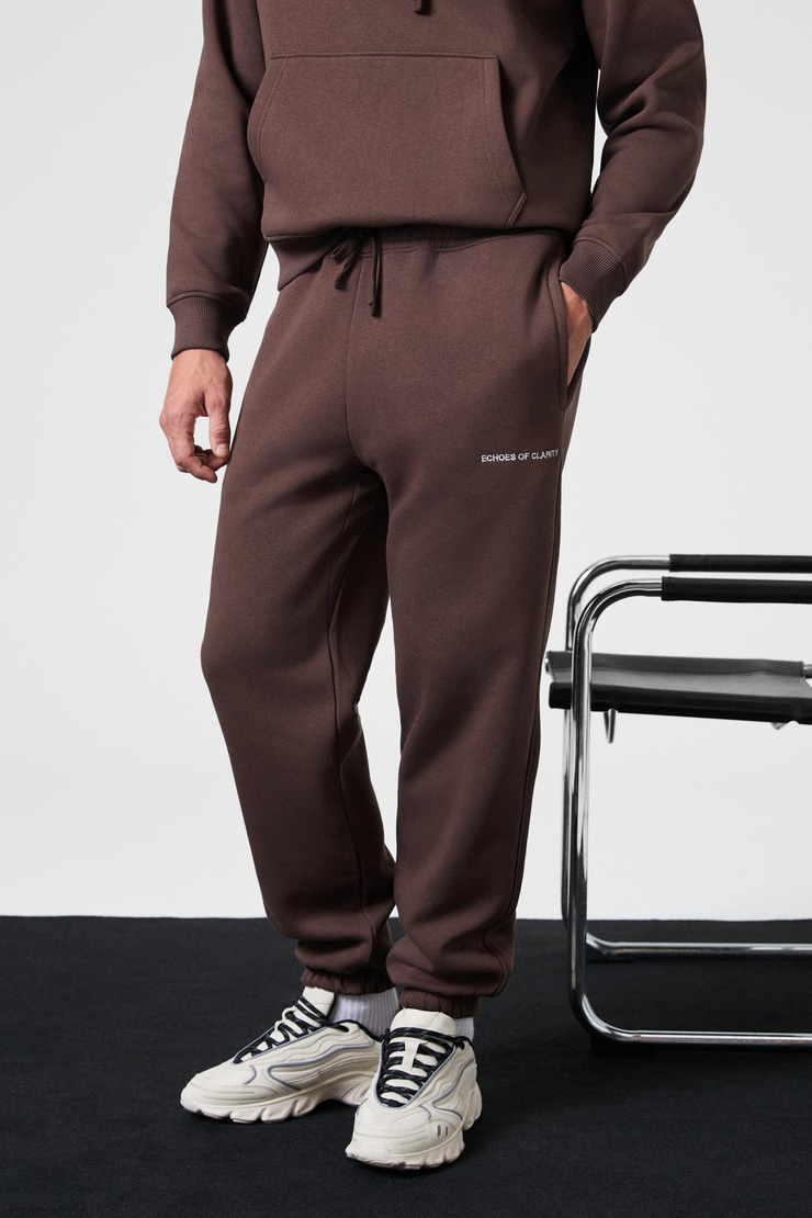 MARSHALLHOODIE Erkek Pamuklu İçi Polarlı Nakışlı Relaxed Kahverengi Eşofman Takımı