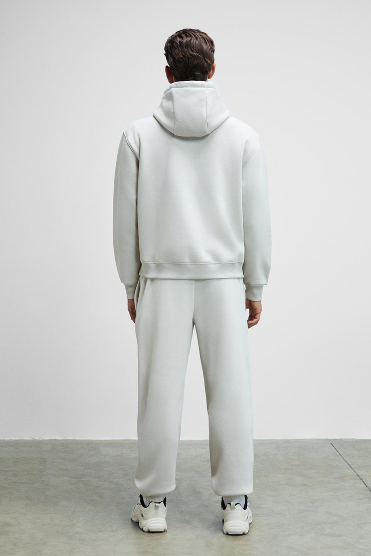 MARSHALLHOODIE Erkek Pamuklu İçi Polarlı Nakışlı Relaxed Gri Eşofman Takımı