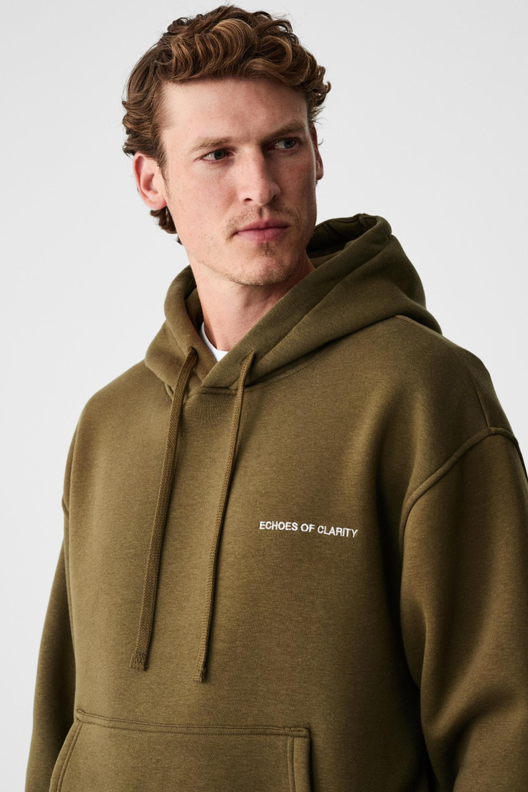 MARSHALLHOODIE Erkek Pamuklu İçi Polarlı Nakışlı Relaxed Haki Eşofman Takımı