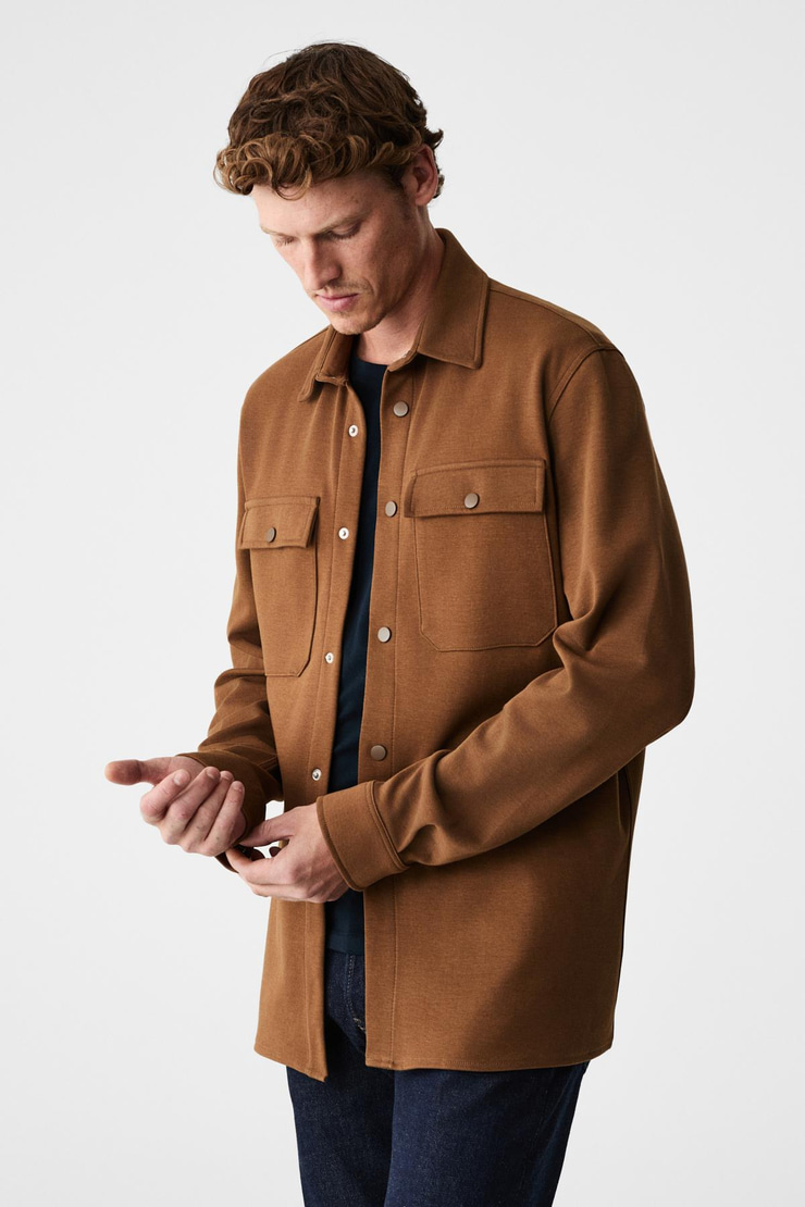 MAZE Erkek Özel Dokulu Kalın Kumaşlı Cepli Çıtçıtlı Koyu Vizon Ceket