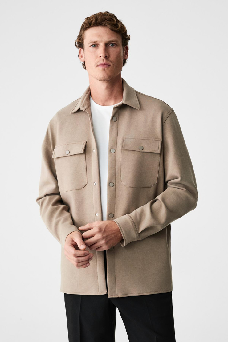 MAZE Erkek Özel Dokulu Kalın Kumaşlı Cepli Çıtçıtlı Gri Ceket