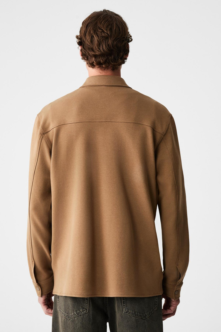 MAZE Erkek Özel Dokulu Kalın Kumaşlı Cepli Çıtçıtlı Açık Vizon Ceket