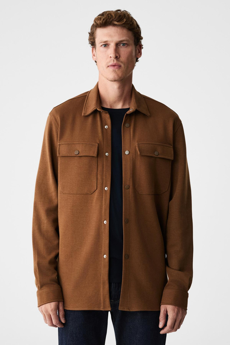 MAZE Erkek Özel Dokulu Kalın Kumaşlı Cepli Çıtçıtlı Koyu Vizon Ceket