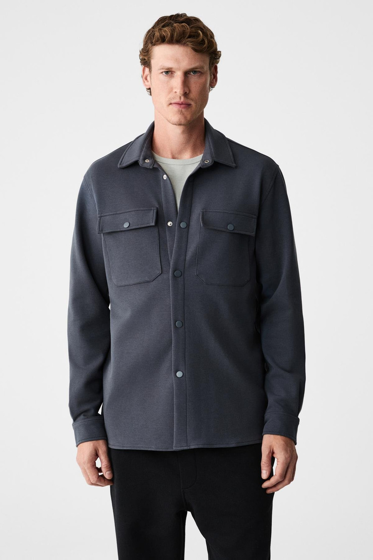 MAZE Erkek Özel Dokulu Kalın Kumaşlı Cepli Çıtçıtlı Antrasit Ceket