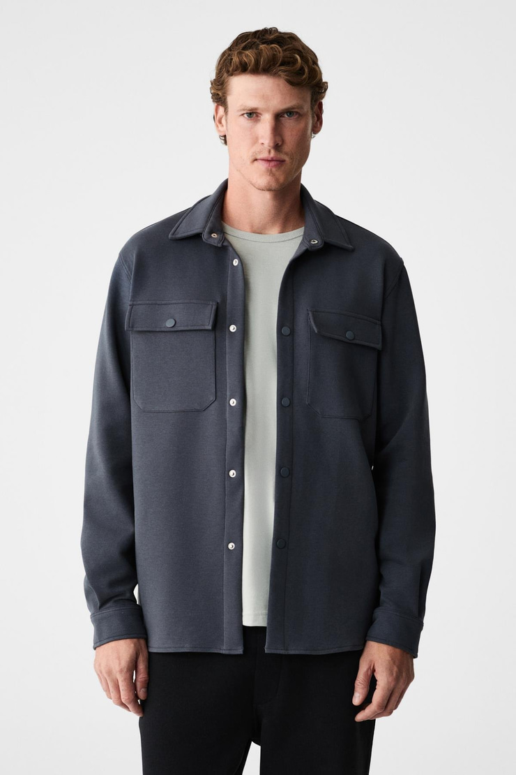 MAZE Erkek Özel Dokulu Kalın Kumaşlı Cepli Çıtçıtlı Antrasit Ceket