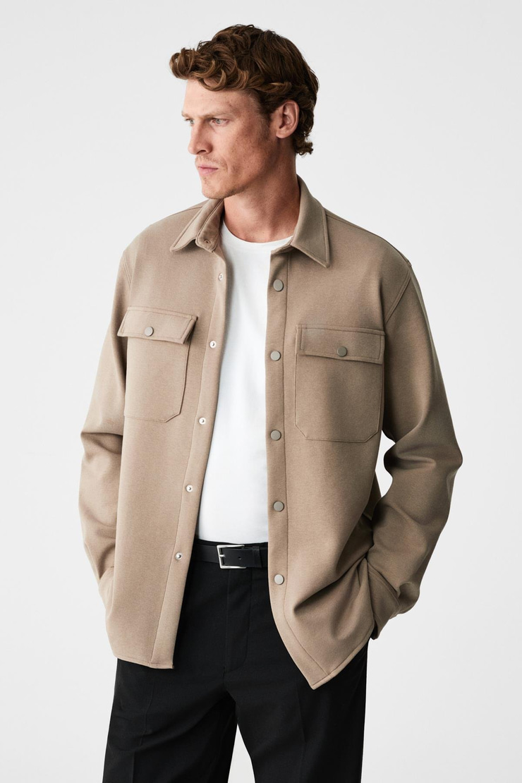 MAZE Erkek Özel Dokulu Kalın Kumaşlı Cepli Çıtçıtlı Gri Ceket