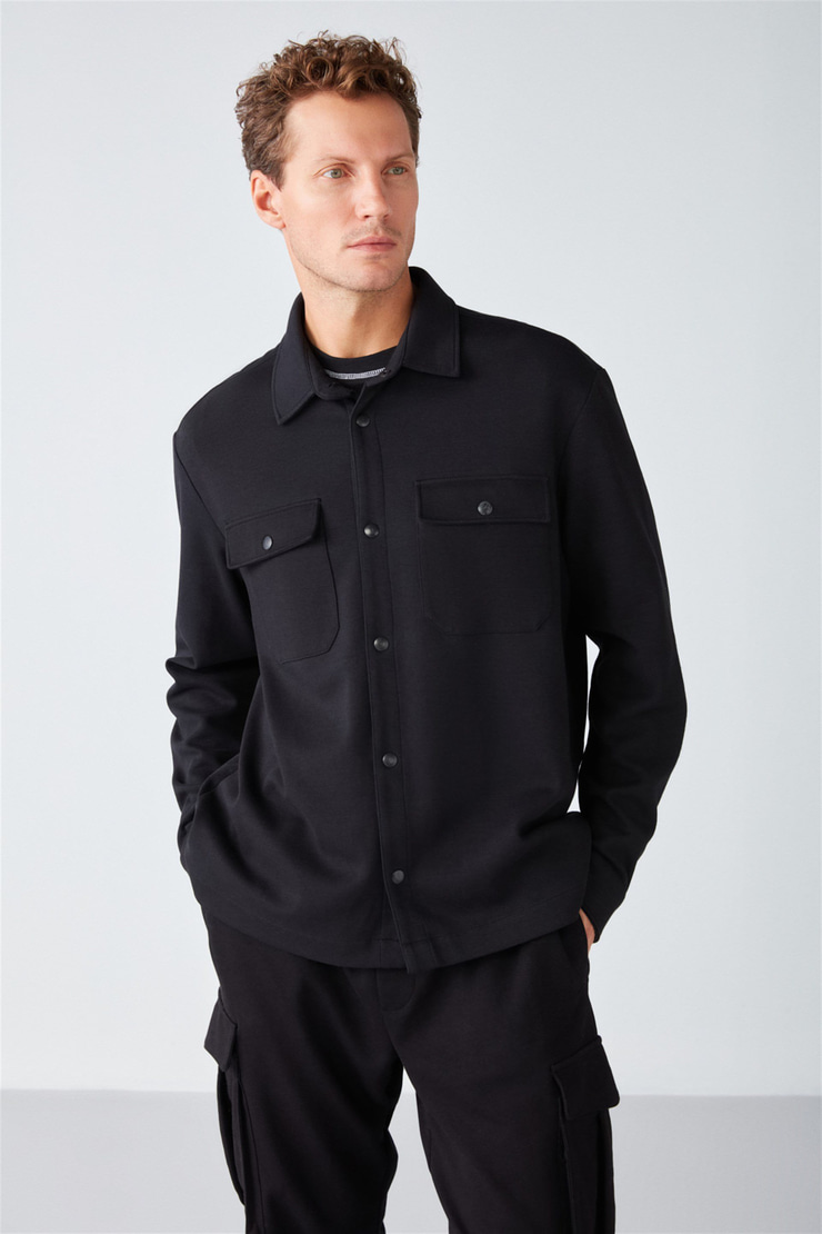 MAZE Örme Relaxed Siyah  Gömlek