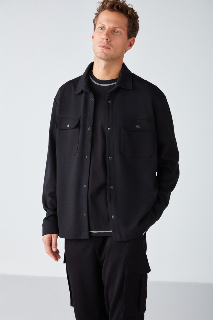 MAZE Örme Relaxed Siyah  Gömlek