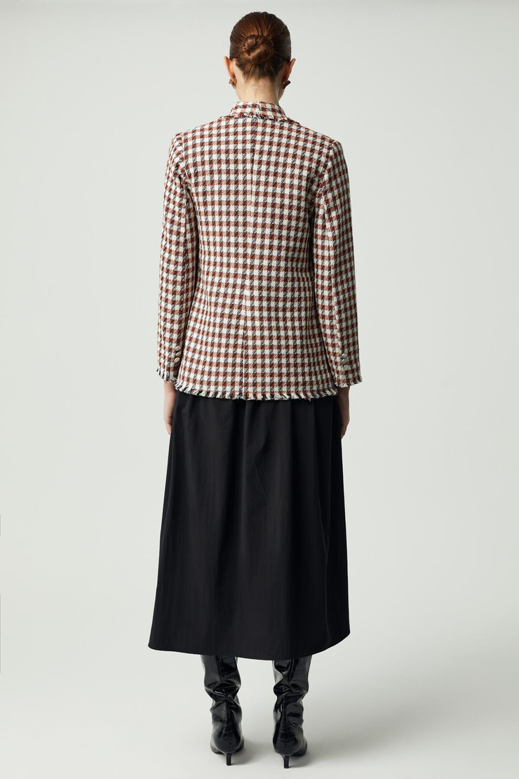 MERAN Kadın Ceket Yaka Uzun Kol Düğme Detaylı Tüvit Turuncu Ceket