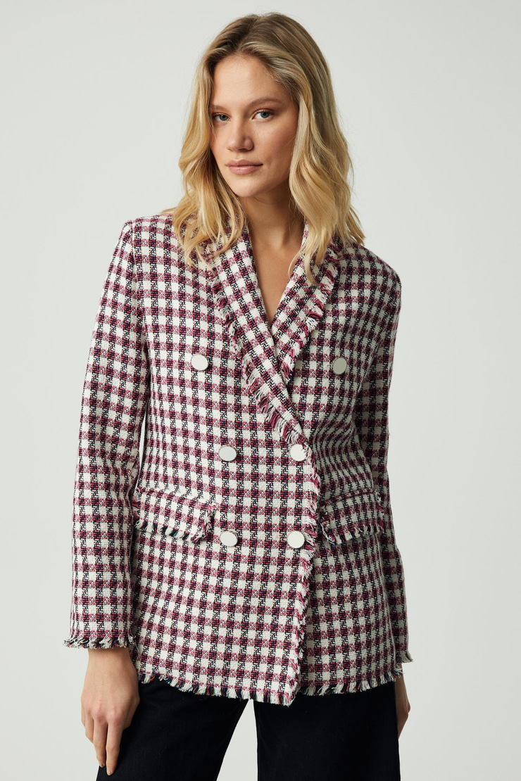 MERAN Kadın Ceket Yaka Uzun Kol Düğme Detaylı Tüvit Pembe Ceket