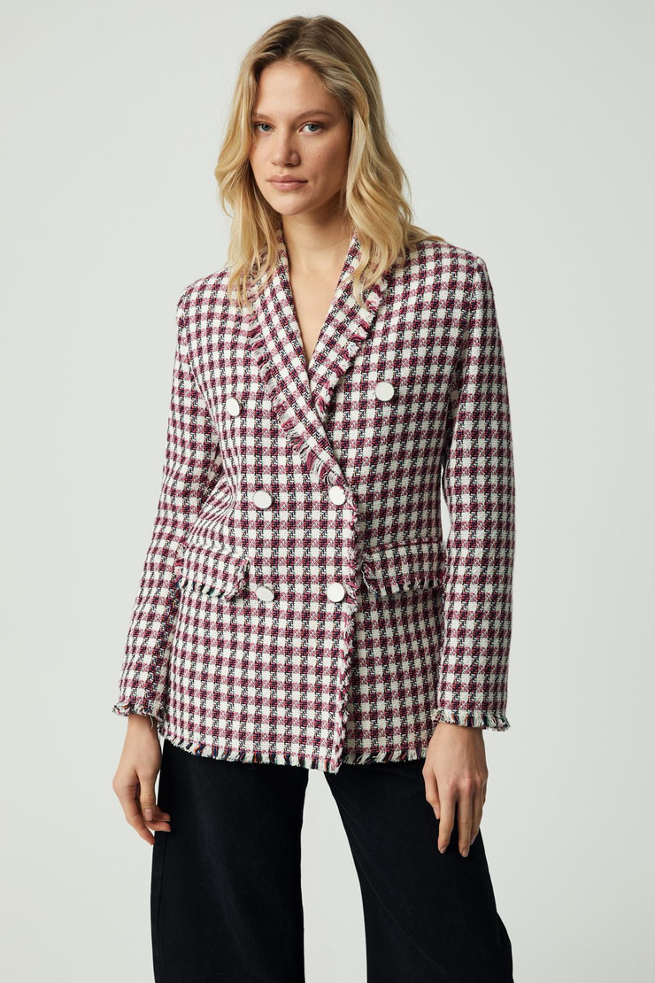 MERAN Kadın Ceket Yaka Uzun Kol Düğme Detaylı Tüvit Pembe Ceket