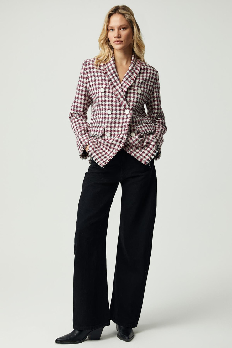 MERAN Kadın Ceket Yaka Uzun Kol Düğme Detaylı Tüvit Pembe Ceket